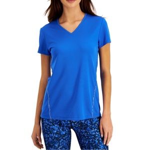 IDEOLOGY Womens Blue Moisture Wicking Short Sleeve V Neck T-Shirt Plus 2X